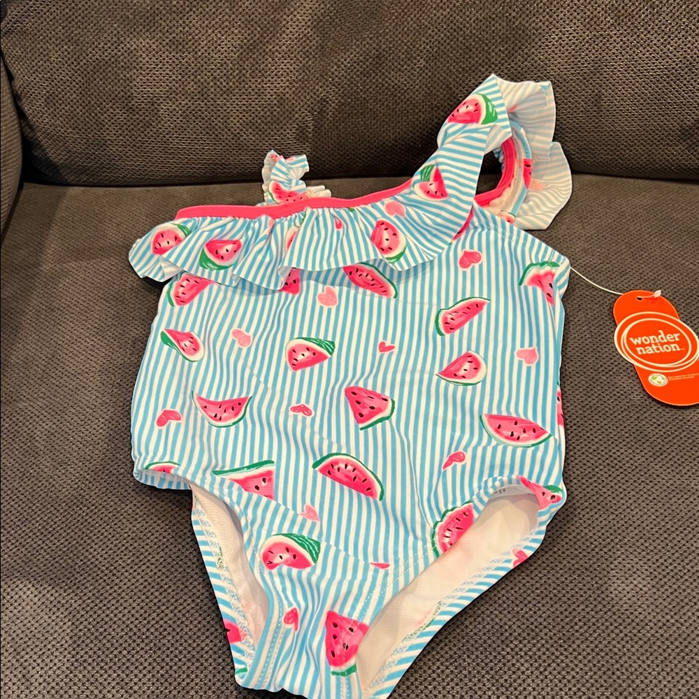 Wonder Nation Watermelon and Stripe Swimsuit